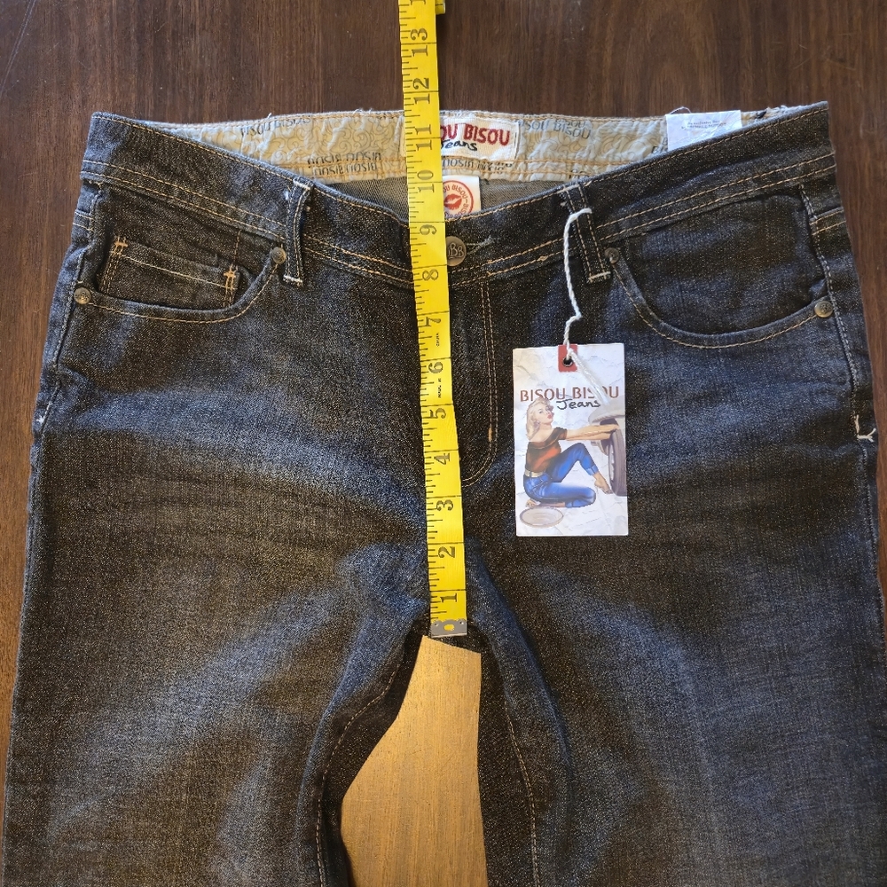 Bisou Bisou "Bisou Basic Med Black Wash" Flare Wide‎ Leg Jeans Size 10 - Picture 5 of 12